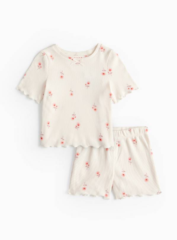 White Floral Print Waffle Pyjamas 11-12 years
