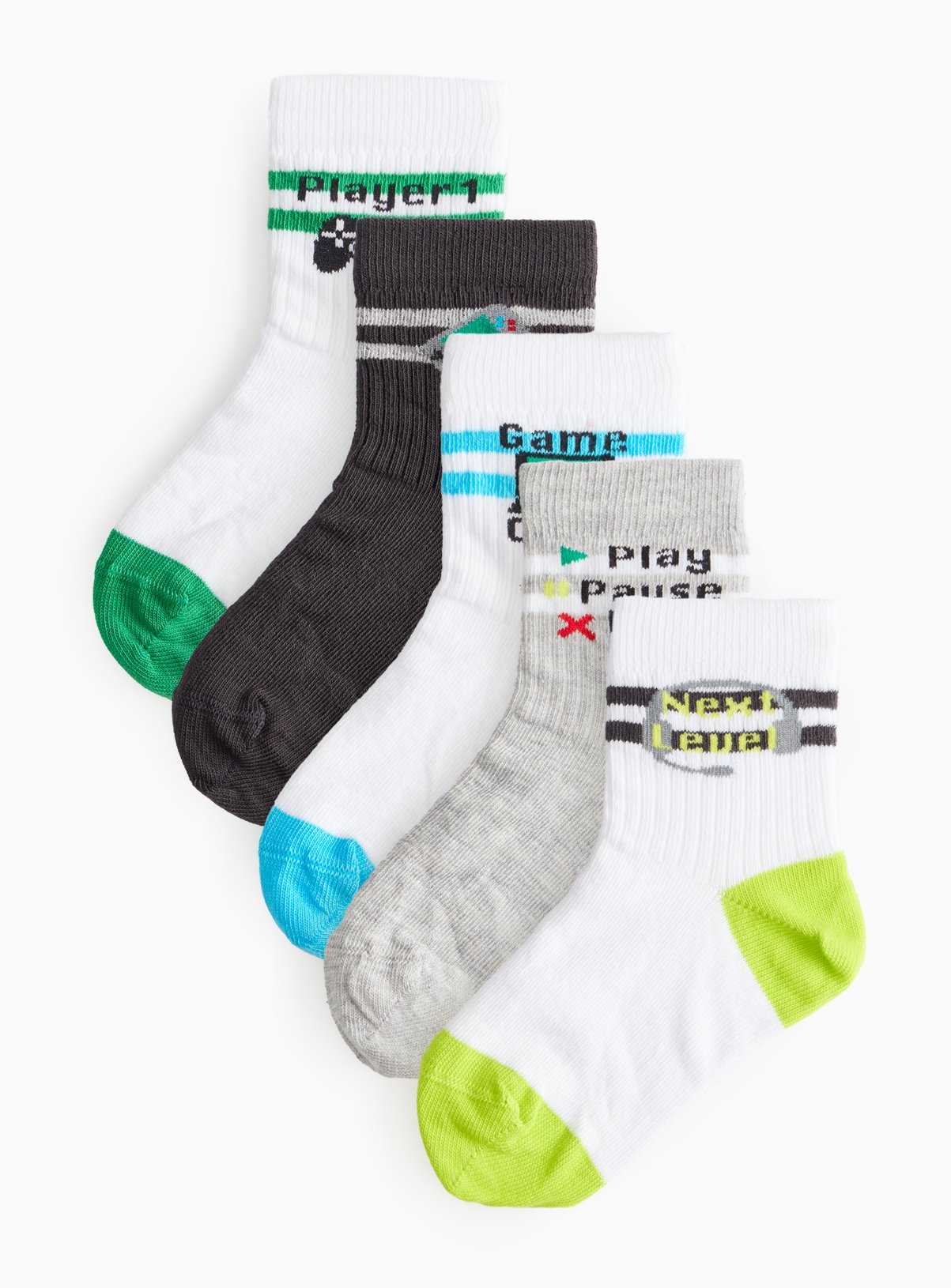 Gaming Print Ankle Socks 5 Pack - Tu by Sainsbury's