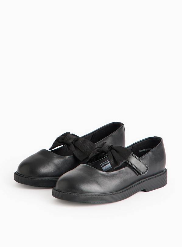 Faux Leather Bow Mary-Jane School Shoes 8 Infant