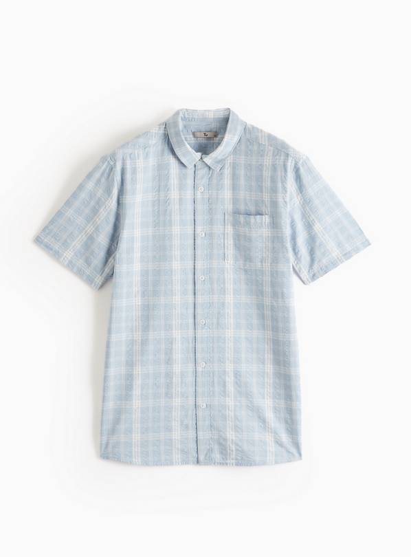 Blue Check Seersucker Shirt XXXL