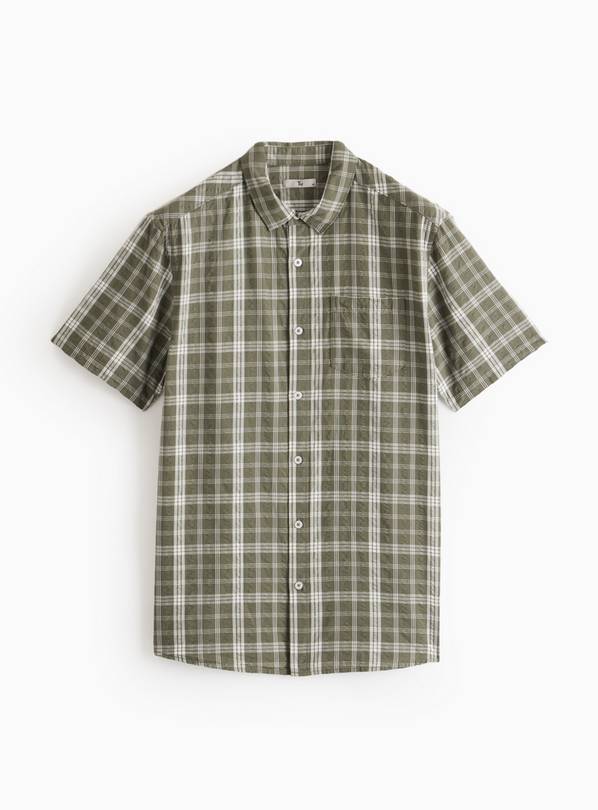Khaki Check Seersucker Shirt XL