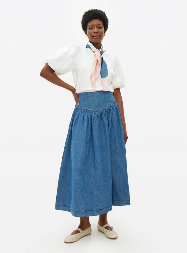Denim Waist Panel Midaxi Skirt 22