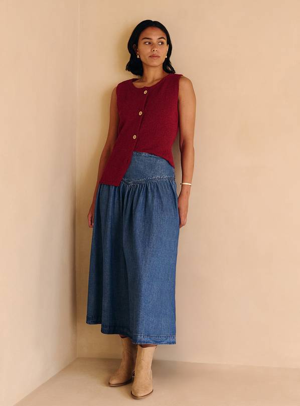 Denim Waist Panel Midaxi Skirt 12