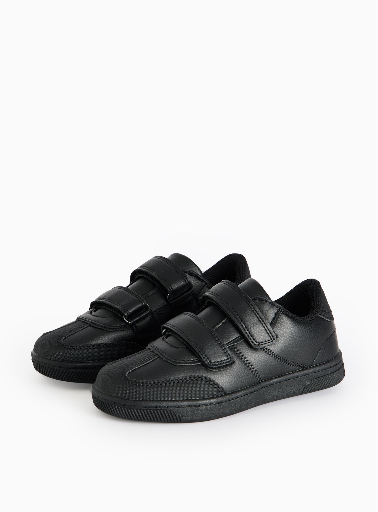 Black Black Faux Leather Twin Strap Retro Trainers - Tu by Sainsbury's