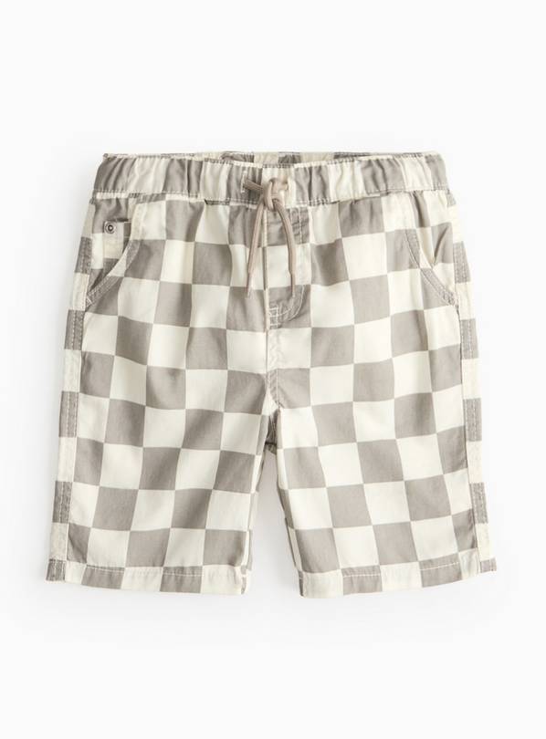 Grey Chequer Print Co-ord Shorts  1-2 years