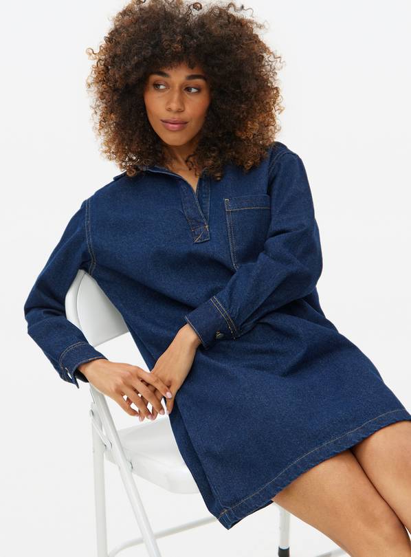 Dark Denim Popover Shirt Dress 12