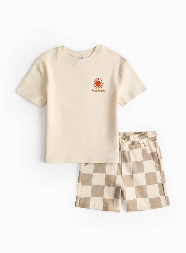 Beige Jersey T-Shirt & Shorts Set 3-4 years