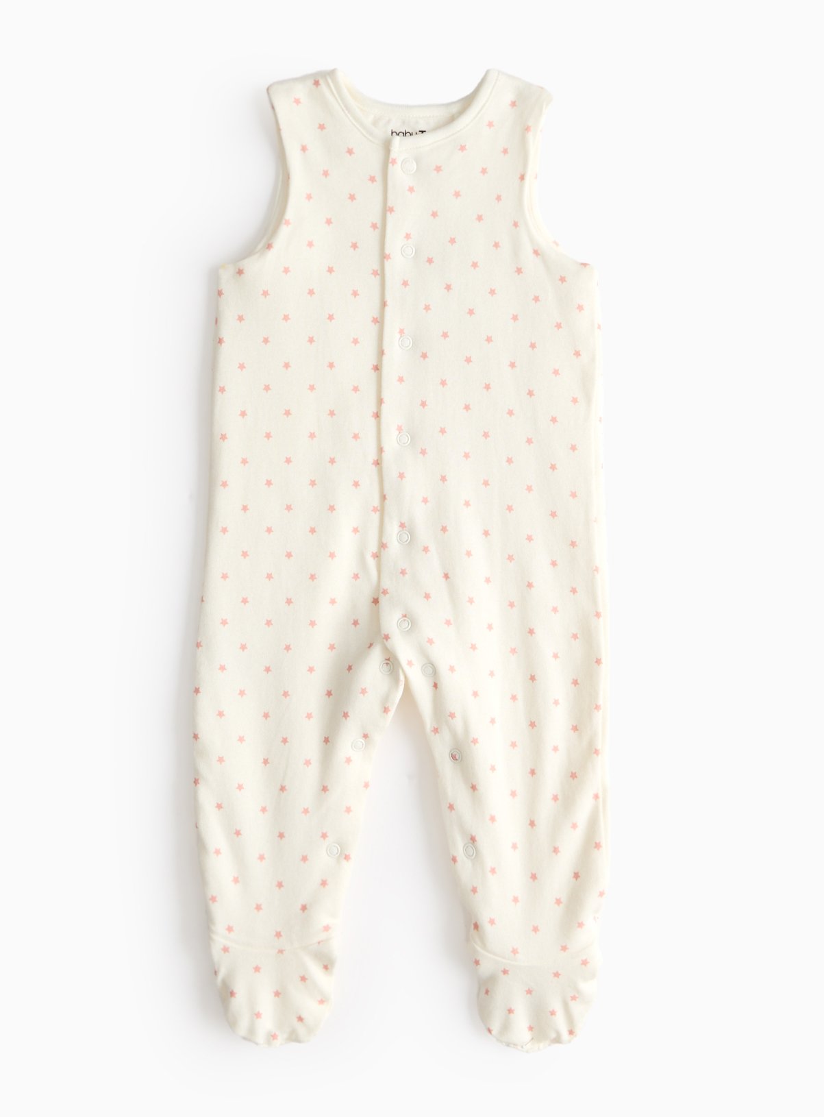 Pink Cream & Pink Star Print 1.5 Tog Sleeveless Sleepsuit (Up To 3 Mths) - Tu by Sainsbury's