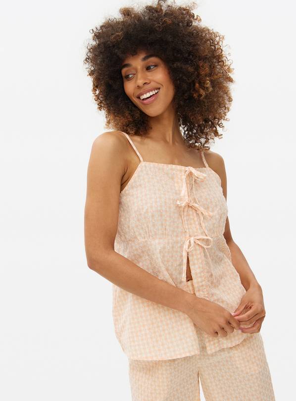 Pink Gingham Dobby Cotton Co-ord Pyjama Cami 14