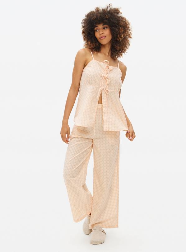 Pink Gingham Dobby Cotton Co-ord Pyjama Bottoms 10