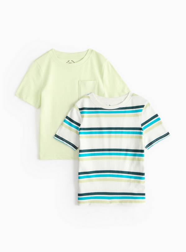 Striped & Green T-Shirt 2 Pack 5-6 years