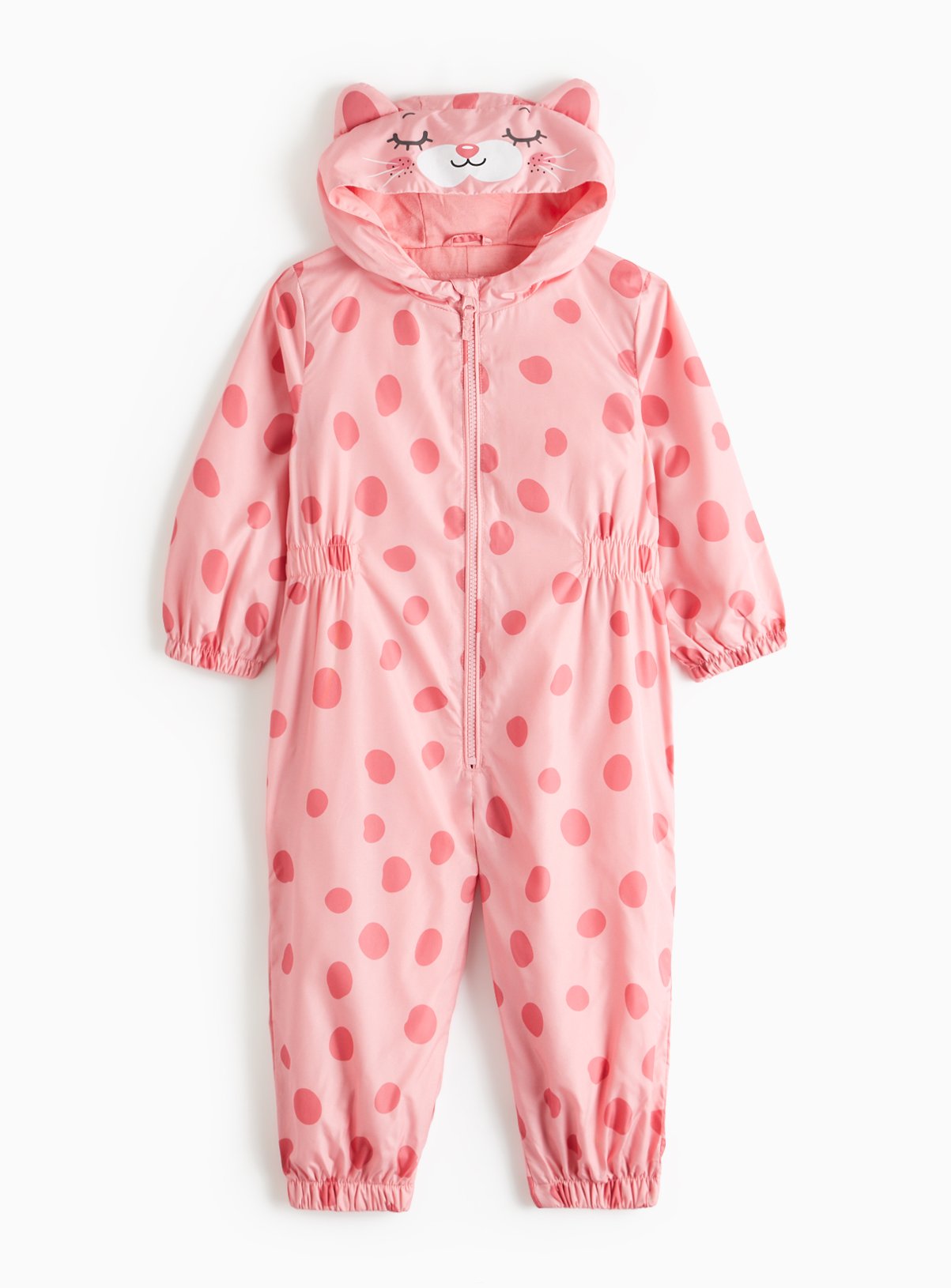 Pink Novelty Cat Ears Puddlesuit 5-6 years