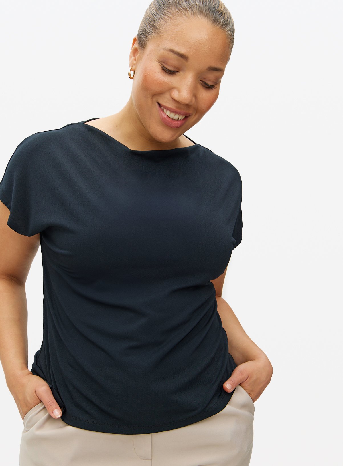 Black Draped Crepe Top 12