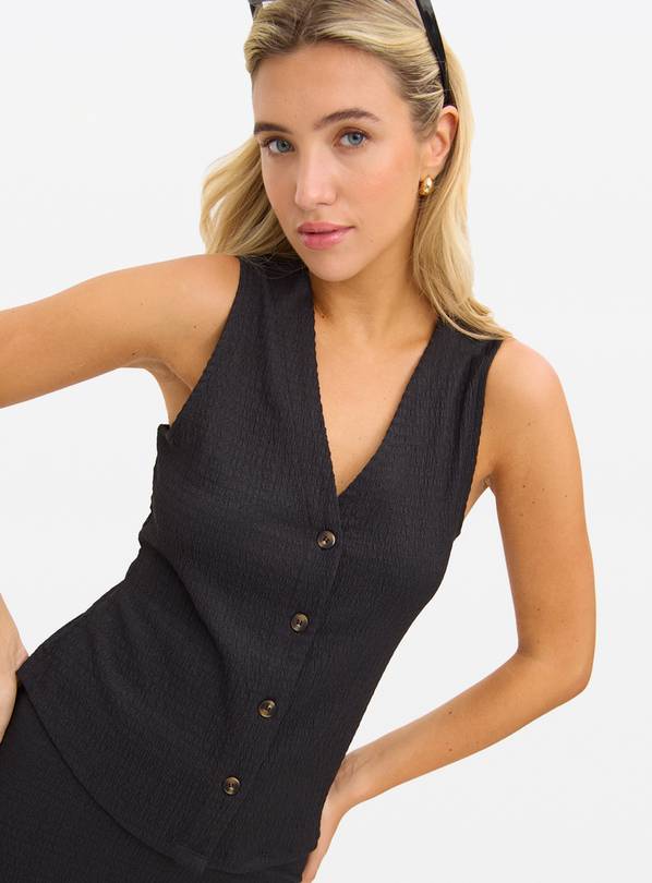 Black Co-ord Textured Waistcoat 14