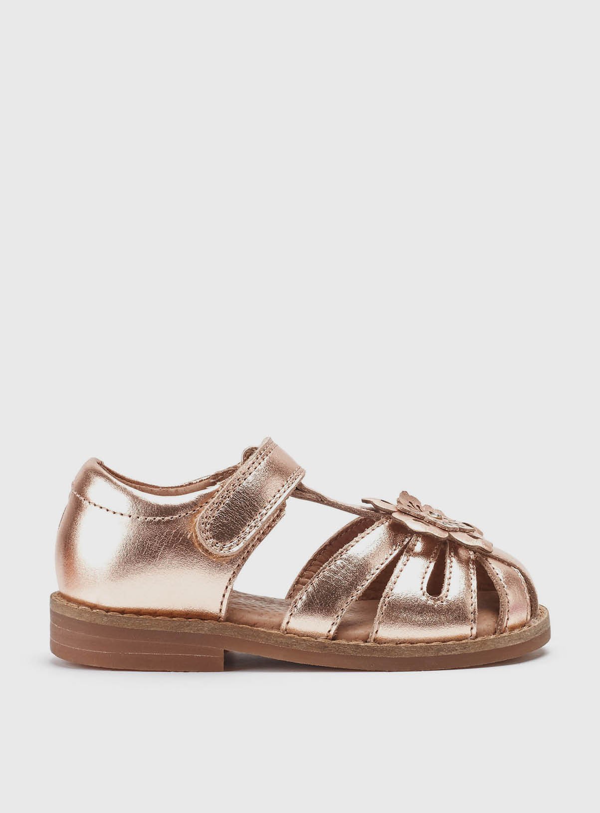Pink Pink START-RITE Flora Rose Gold Leather Sandals - Start-Rite by Sainsbury's