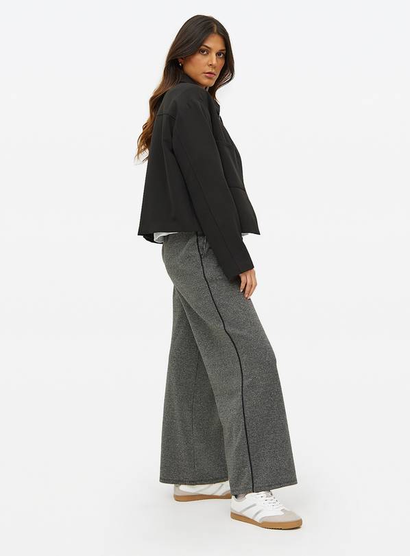 Grey Check Ponte Wide Leg Trousers  18