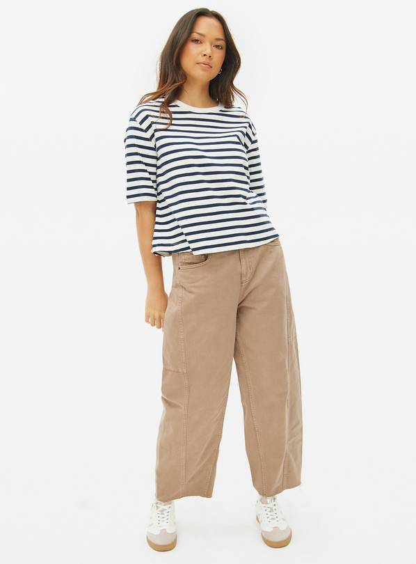 Taupe Relaxed Denim Barrel Leg Jeans 18S