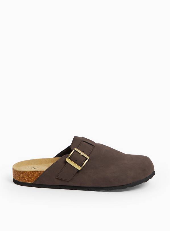 Brown Buckle Closed Toe Clogs 9