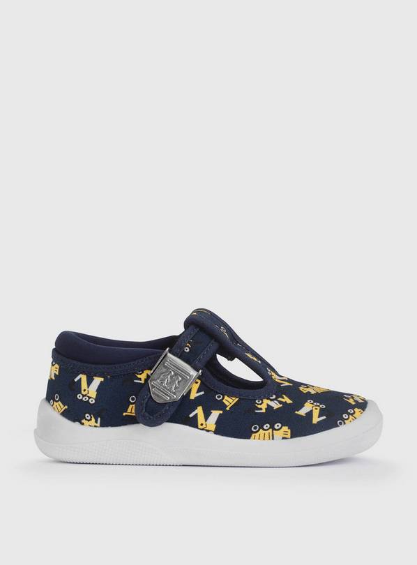 START-RITE Wriggles Navy Digger T Bar Canvas Shoes 4.5 Infant