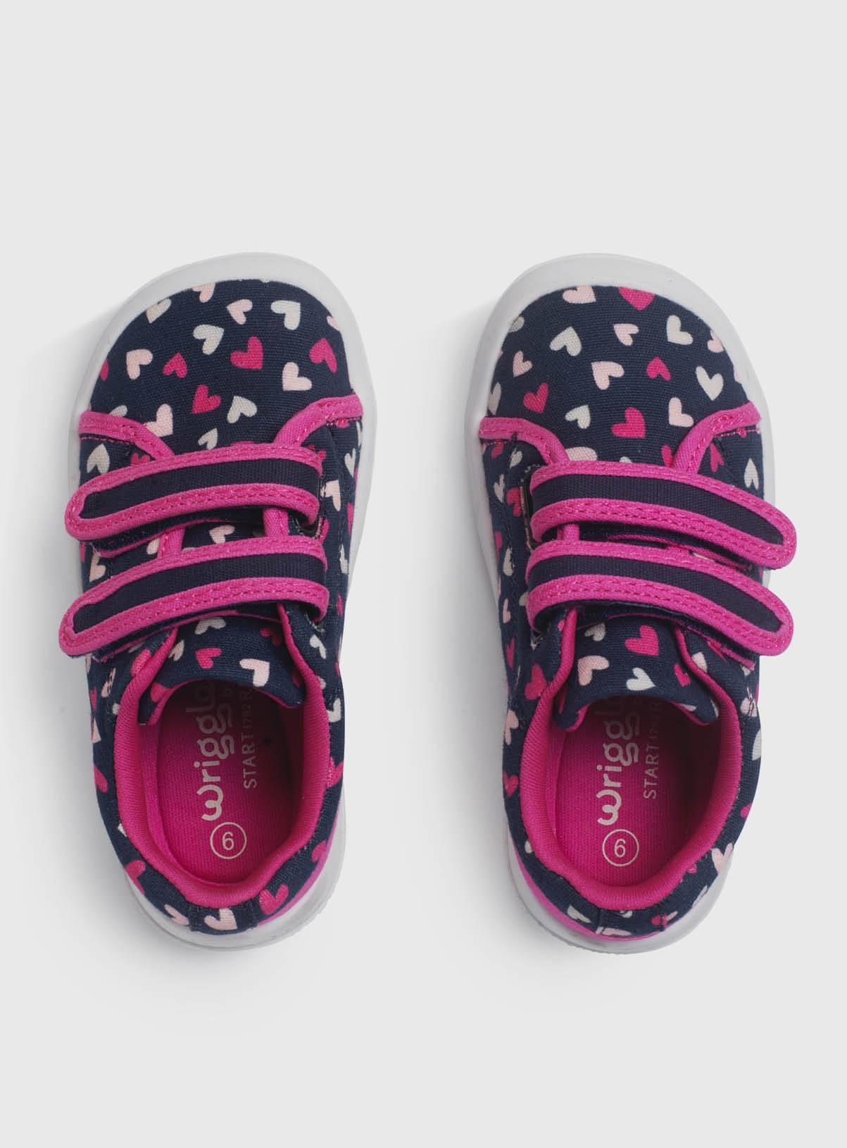 START-RITE Wriggles Pink Polka Dot Double Strap Canvas Shoes 6.5 Infant - Image 2
