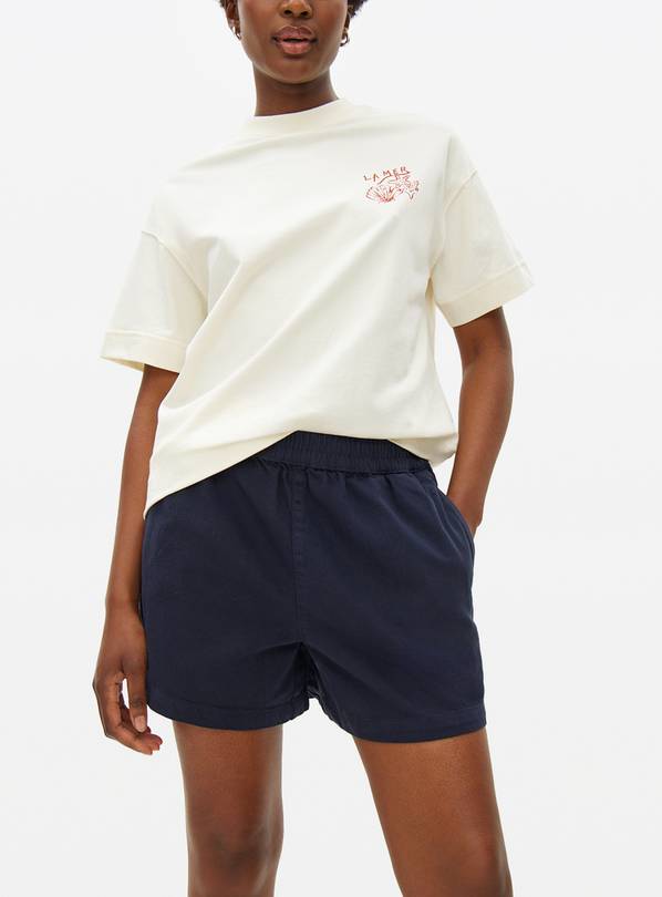 Navy Denim Pull On Shorts 22