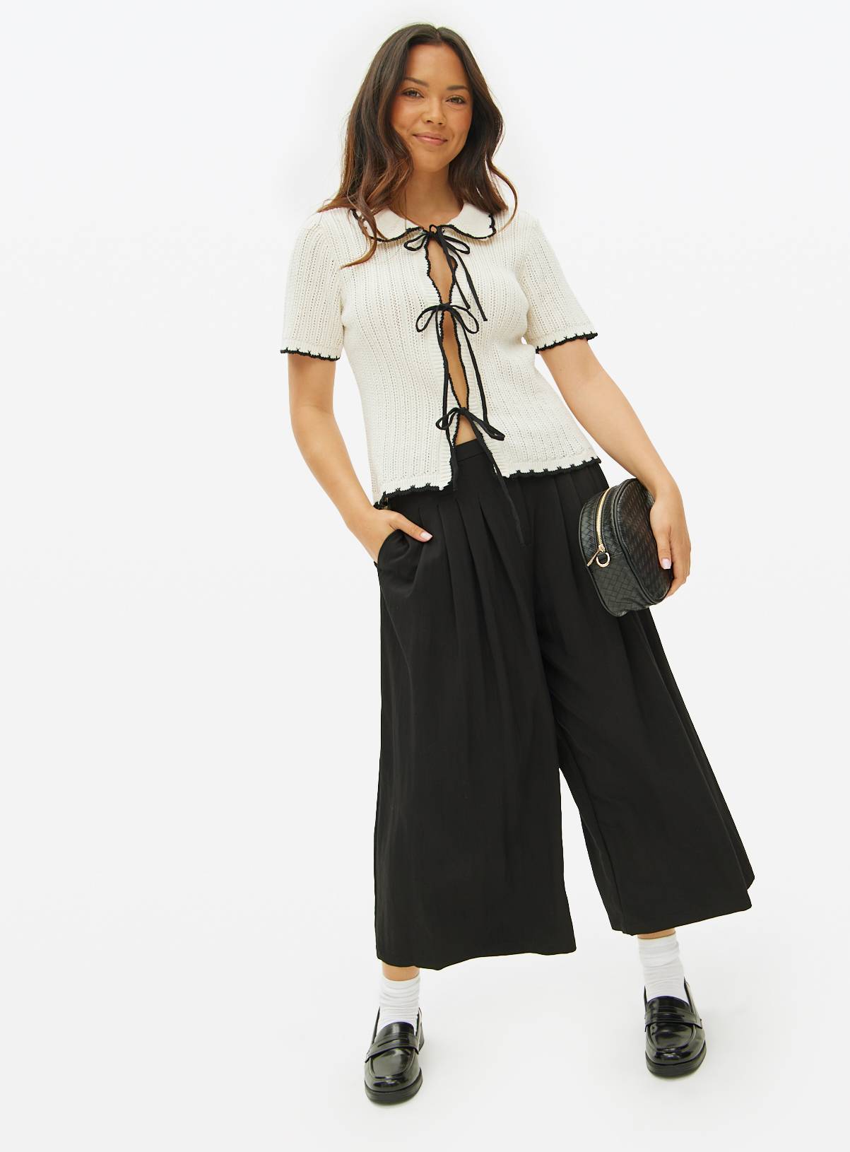 Black Pleated Wide Leg Culottes 10 - Image 1