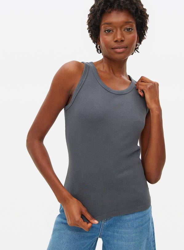 Charcoal Washed Scoop Neck Ribbed Vest 24