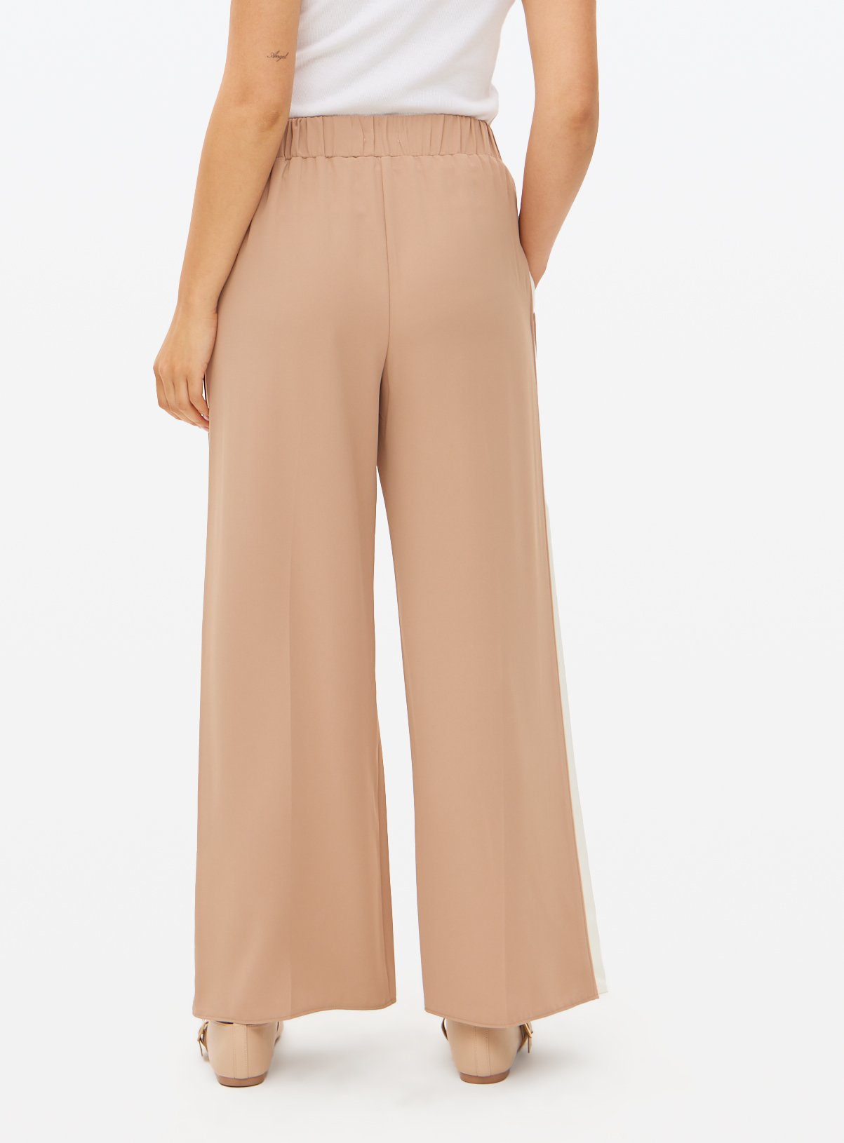 Stone Stripe Panel Wide Leg Trousers  14 - Image 4 thumbnail