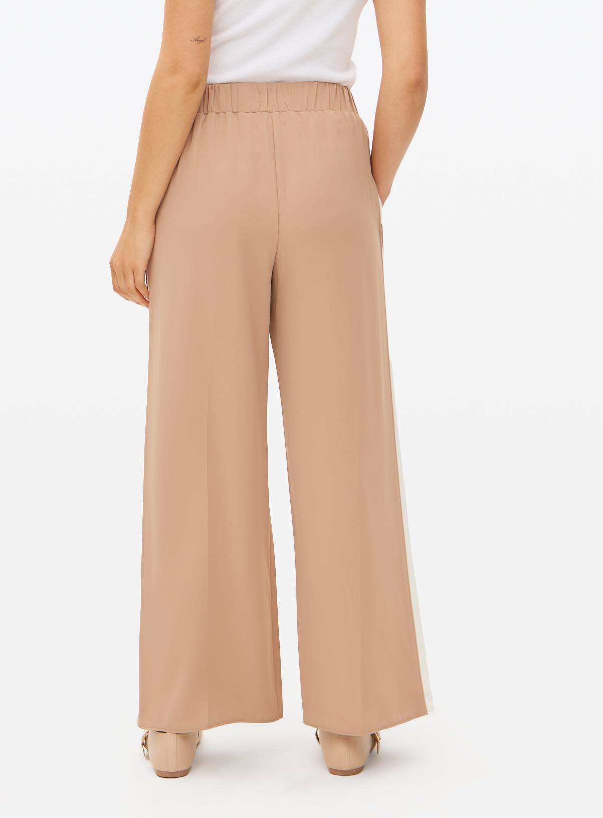 Stone Stripe Panel Wide Leg Trousers  14 - Image 4