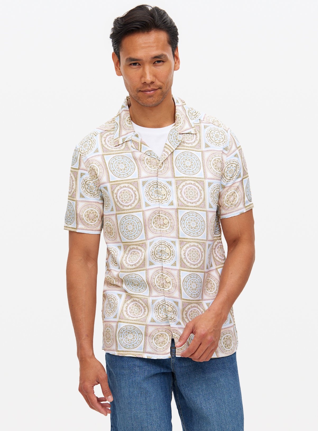 Men's Mosaic Printed Viscose Shirt