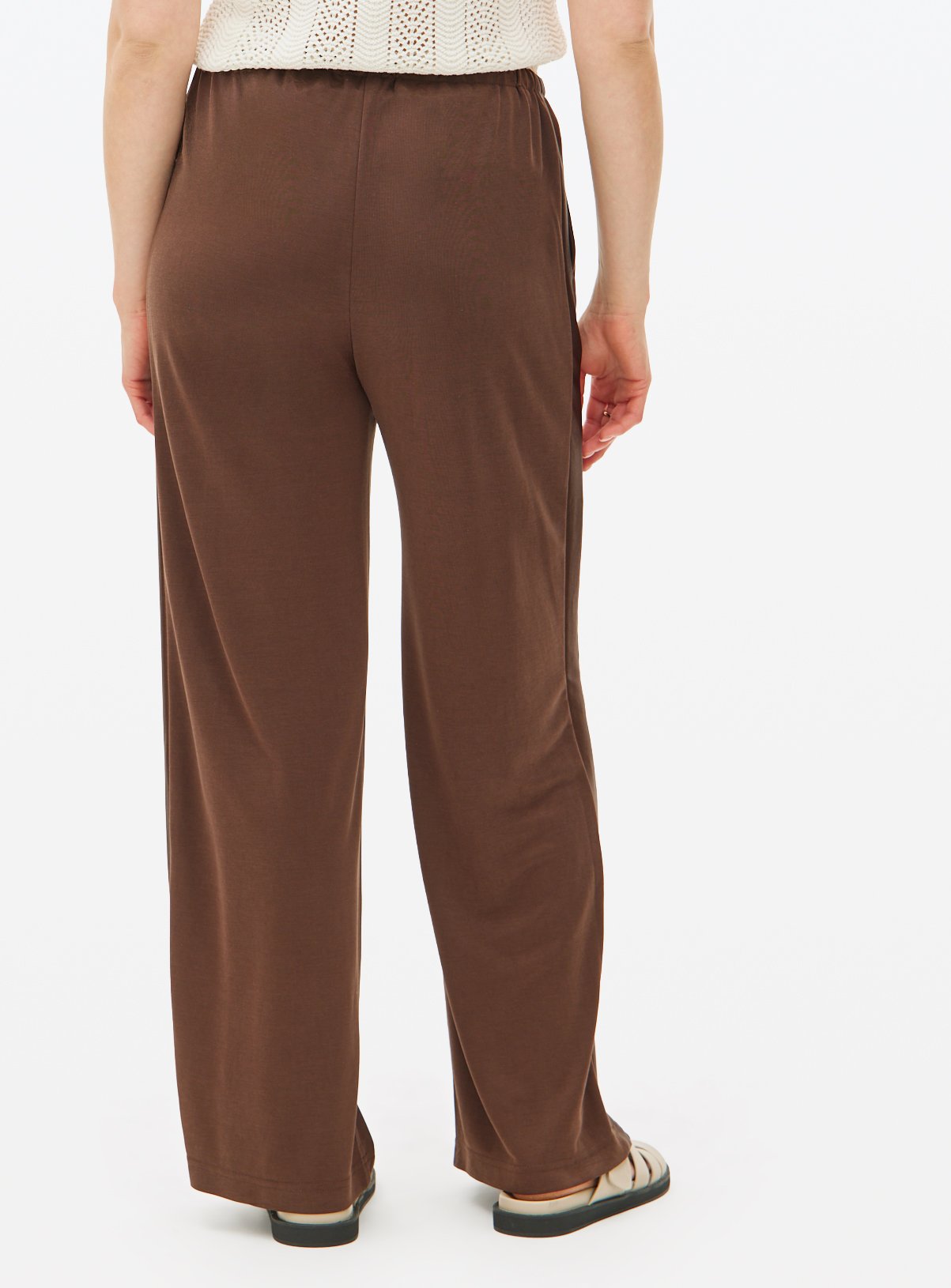 Brown Cupro Wide Leg Trousers  24 - Image 4 thumbnail