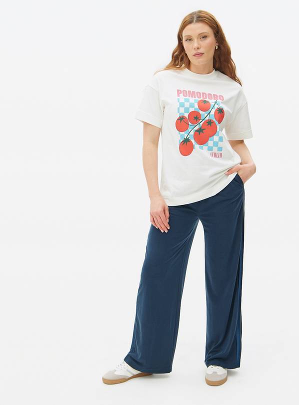 Navy Cupro Wide Leg Trousers  16