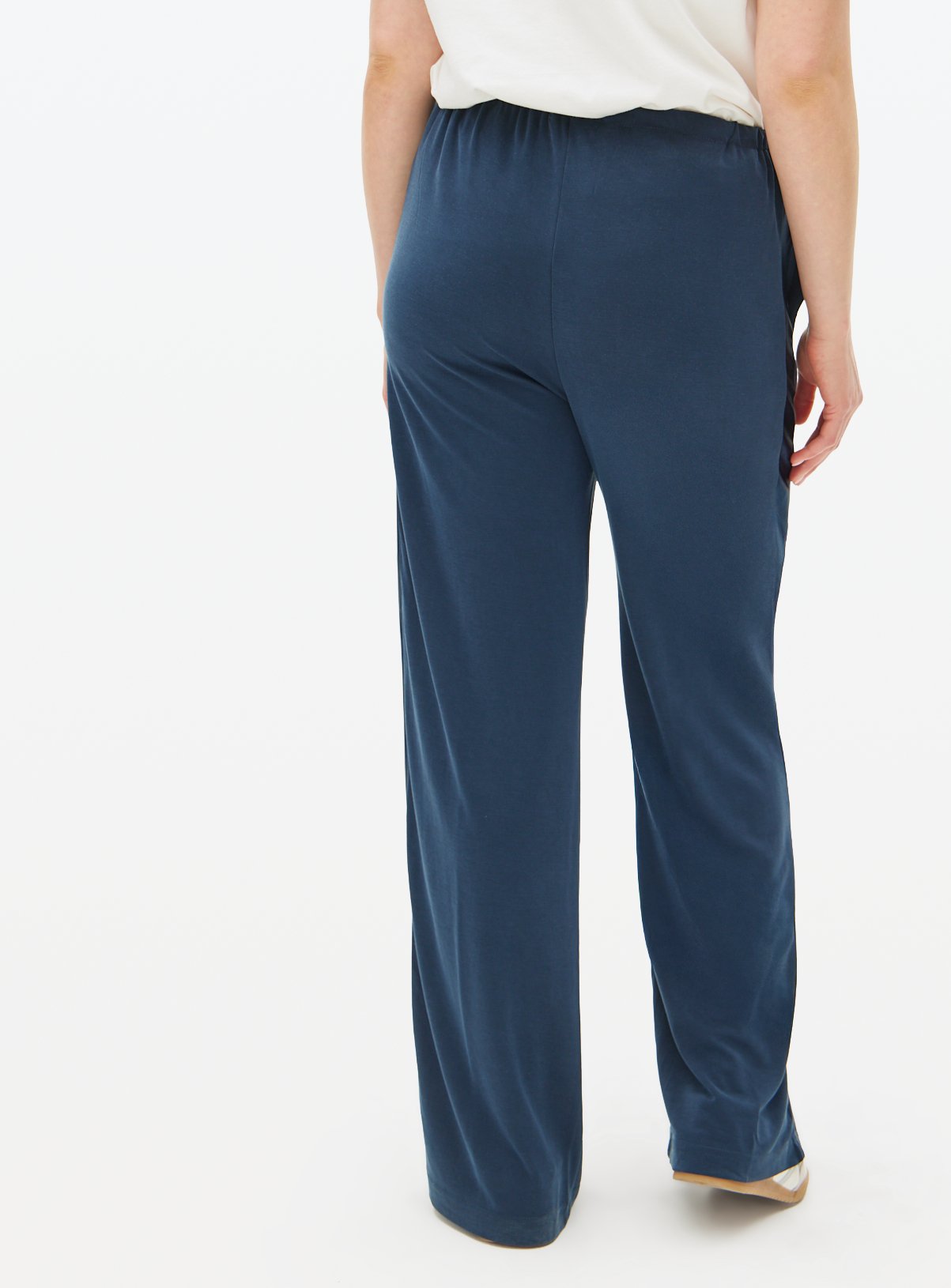 Navy Cupro Wide Leg Trousers  14 - Image 4 thumbnail