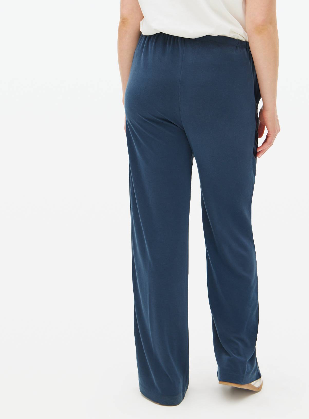 Navy Cupro Wide Leg Trousers  14 - Image 4
