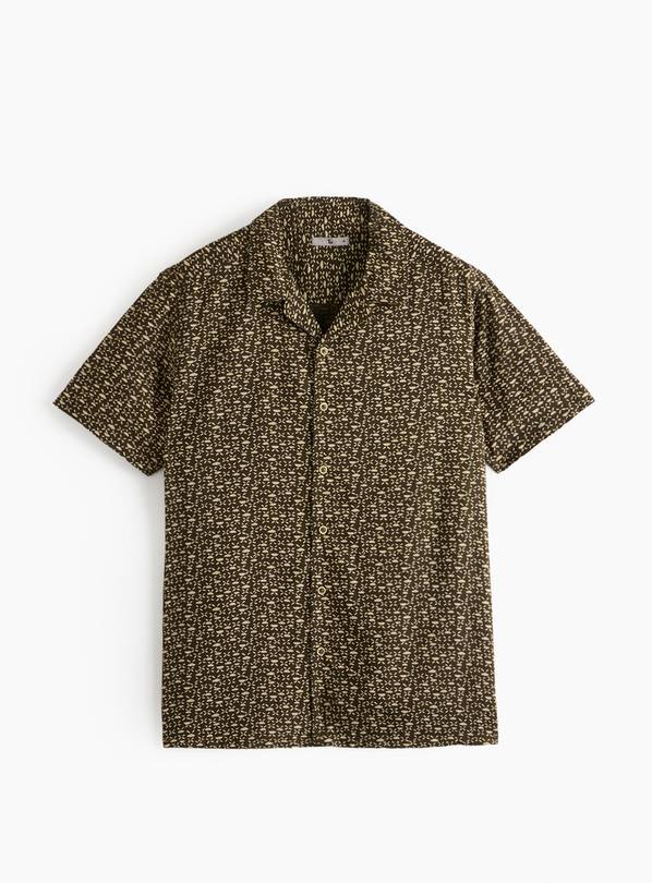 Khaki Printed Viscose Shirt XXL
