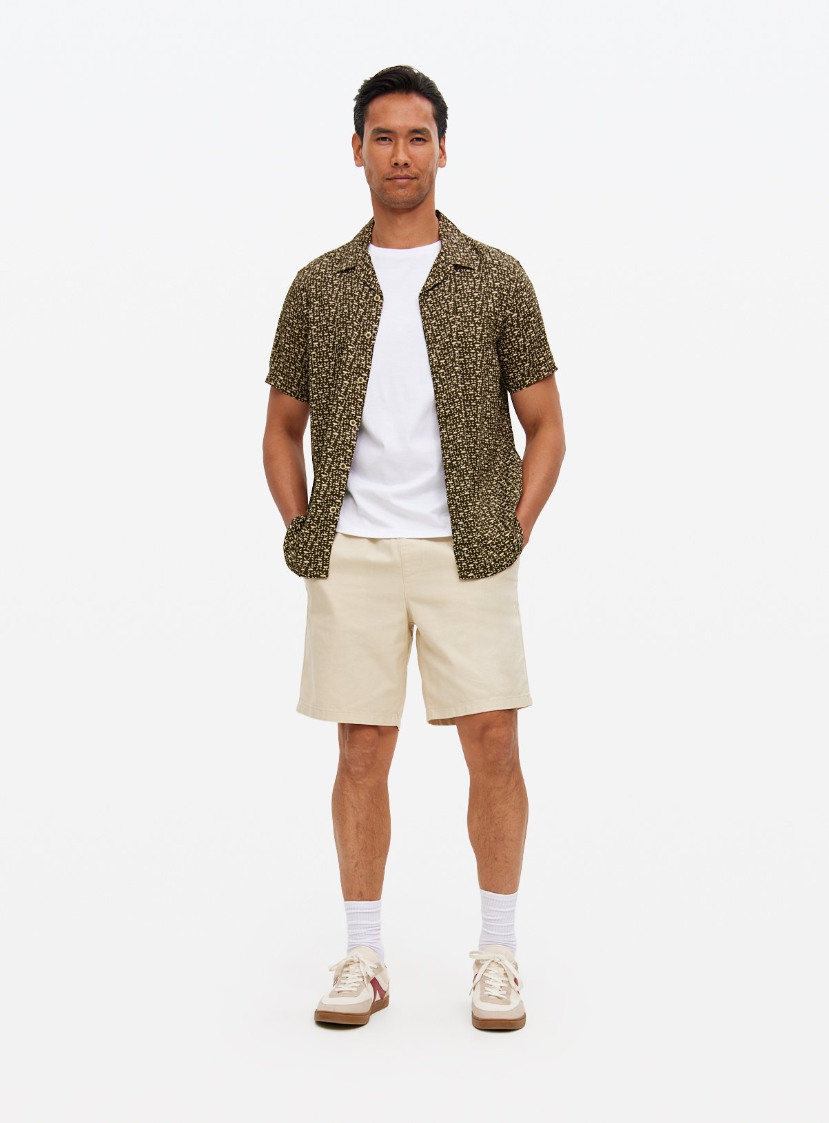 Khaki Printed Viscose Shirt XL - Image 2 thumbnail