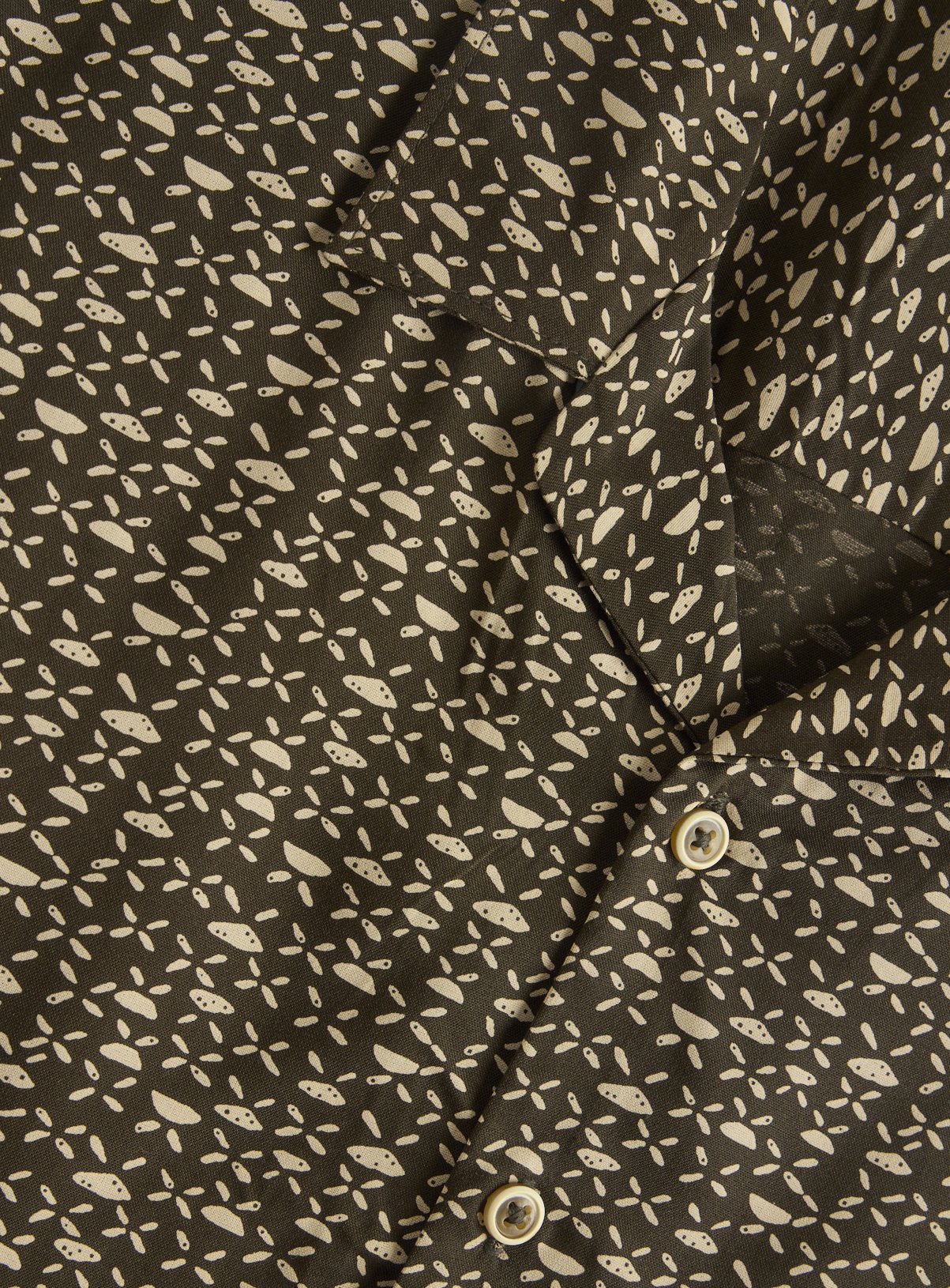 Khaki Printed Viscose Shirt XL - Image 4 thumbnail