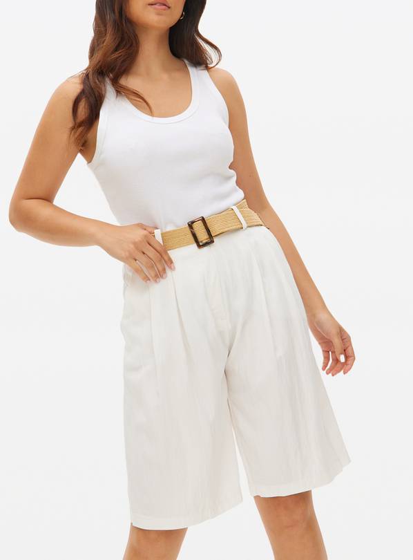 White Belted Longline Co-ord Shorts  12