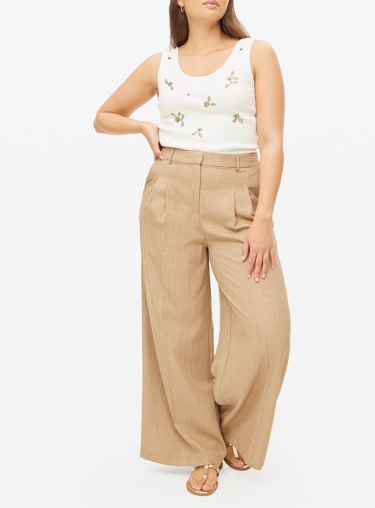Pinstripe Tailored Ultra Wide Co-ord Trousers  10S - Image 2 thumbnail