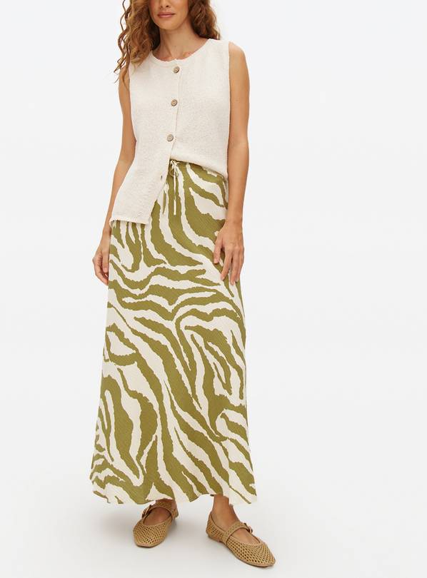 Green Zebra Print Midaxi Co-ord skirt 10