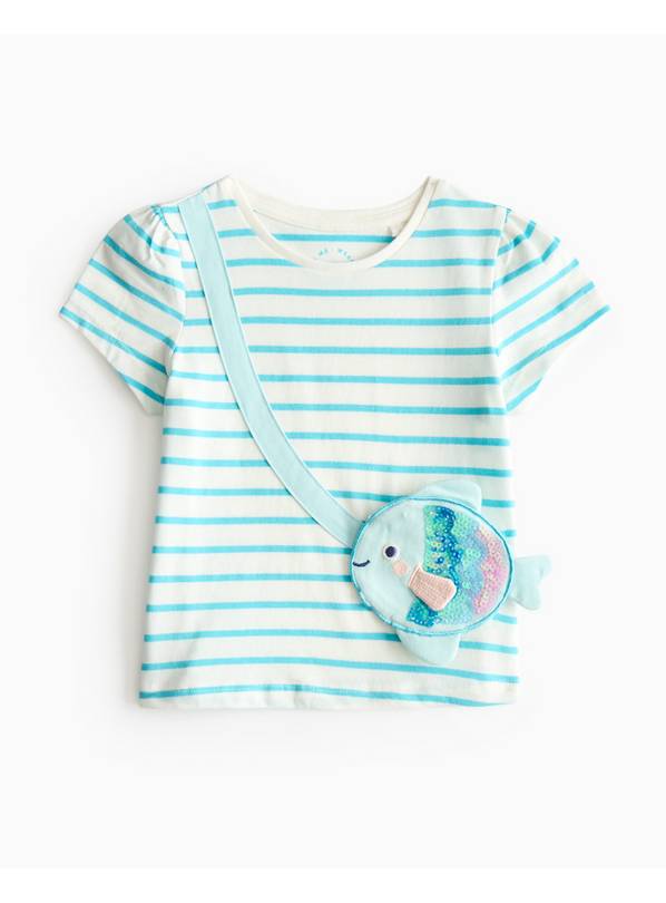 Fish Print Bag Detail T-Shirt 5-6 years