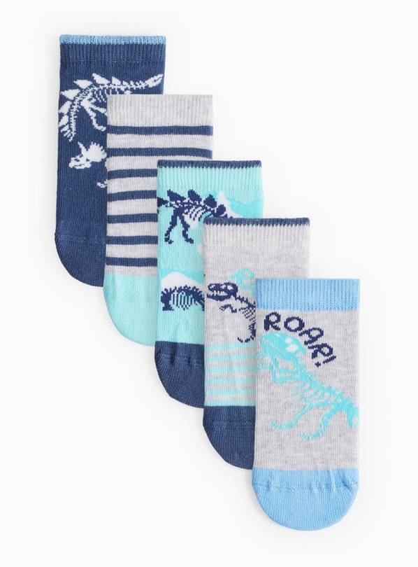 Blue Dino Socks 5 Pack 12.5-3.5