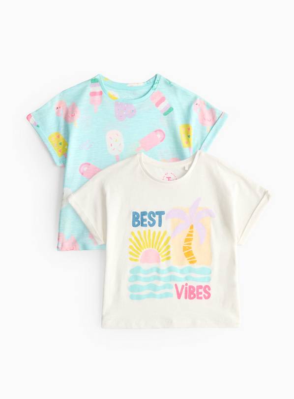 White & Blue T-Shirt 2 Pack 5-6 years