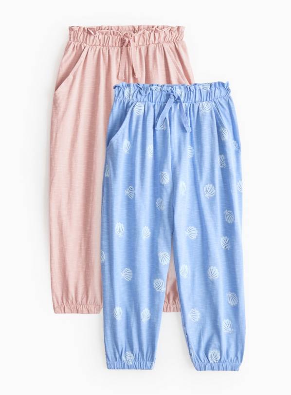Blue Printed Hareem Jersey Trousers 2 Pack 1-2 years