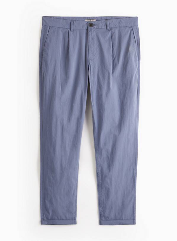 Blue Pleated Detail Chino Trousers  42R