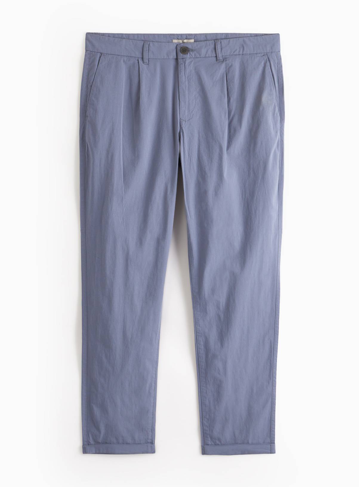 Blue Pleated Detail Chino Trousers  40S - Image 3