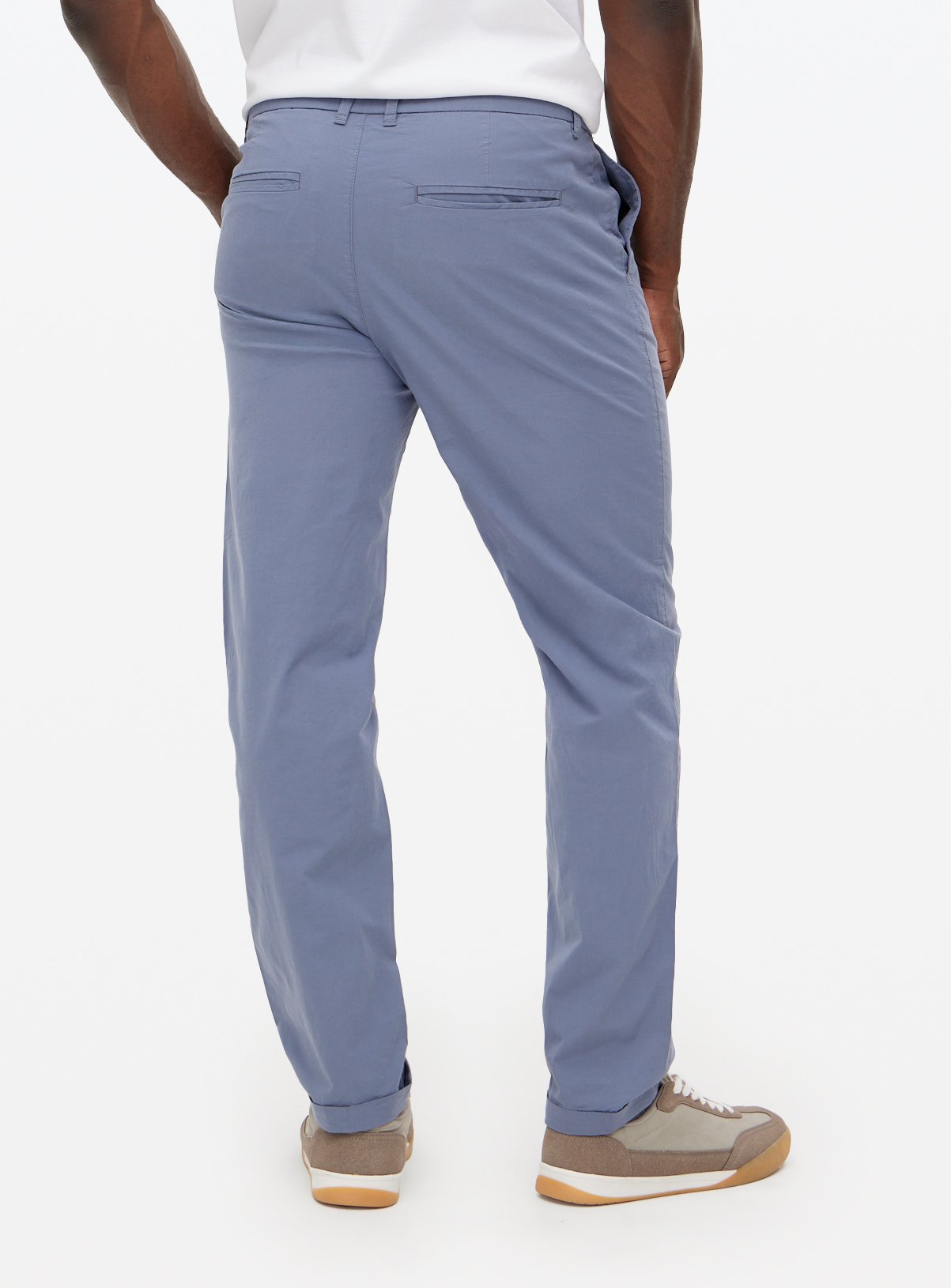 Blue Pleated Detail Chino Trousers  40S - Image 5 thumbnail