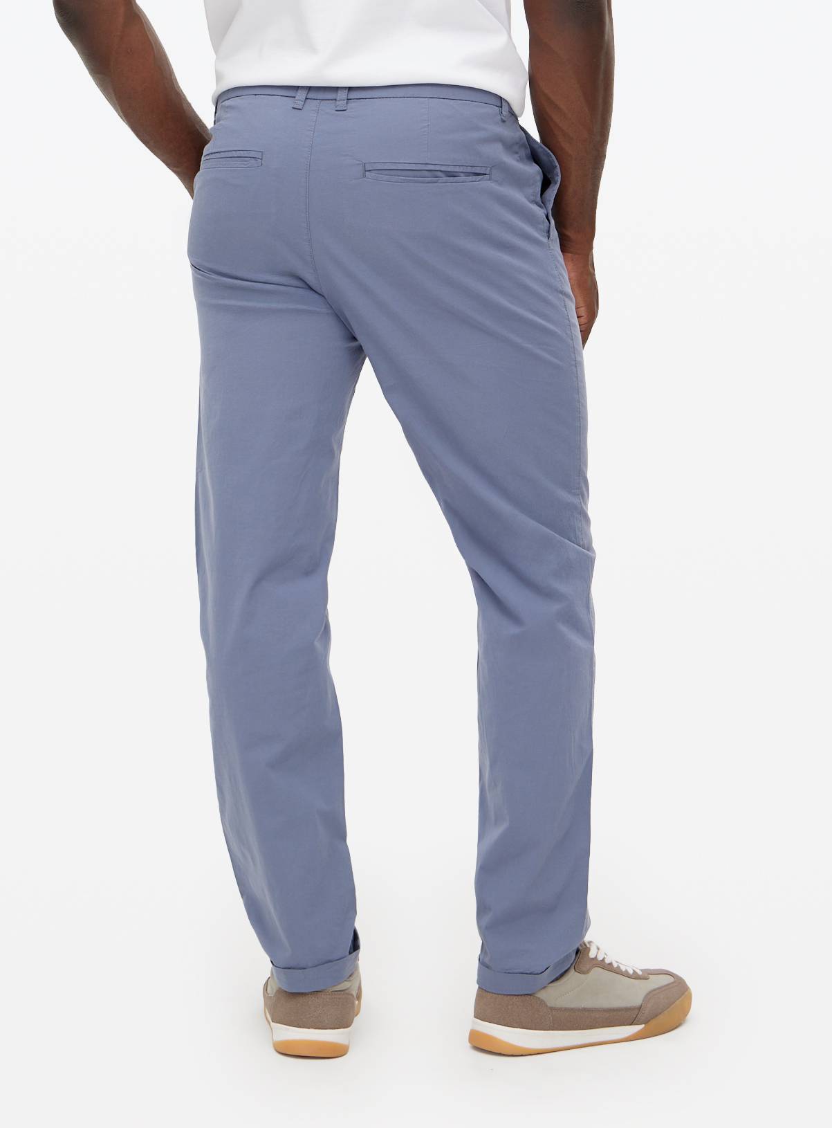 Blue Pleated Detail Chino Trousers  40S - Image 5