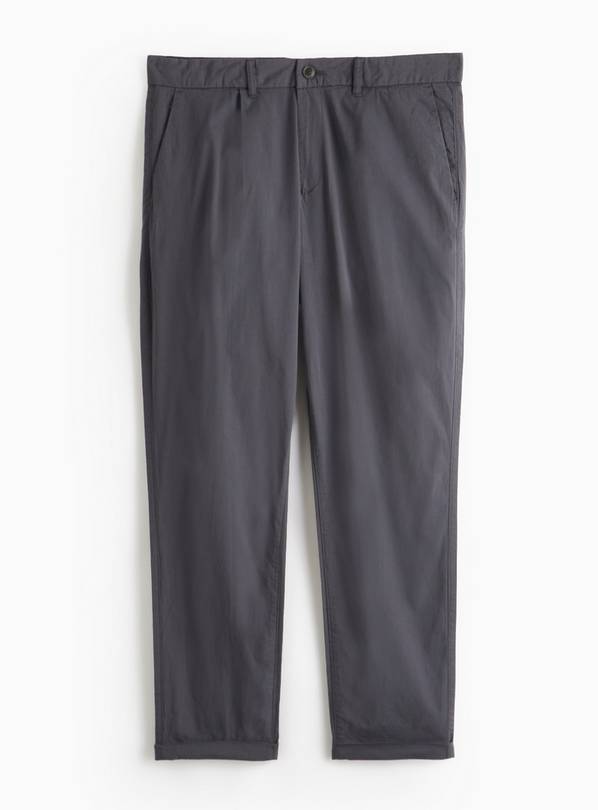 Grey Pleated Detail Chino Trousers  30R