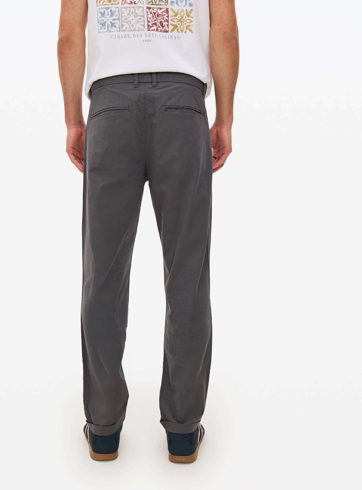 Grey Pleated Detail Chino Trousers  42R - Image 5